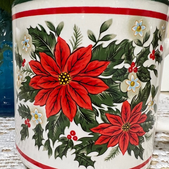 Rare Vintage Lefton China Christmas Poinsettia Ceramic Mug Estate EUC 1988 - Picture 6 of 11
